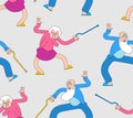 Old people dance pattern seamless Grandfather and grandmother are dancers background. Senior citizens discoÃÂ texture
